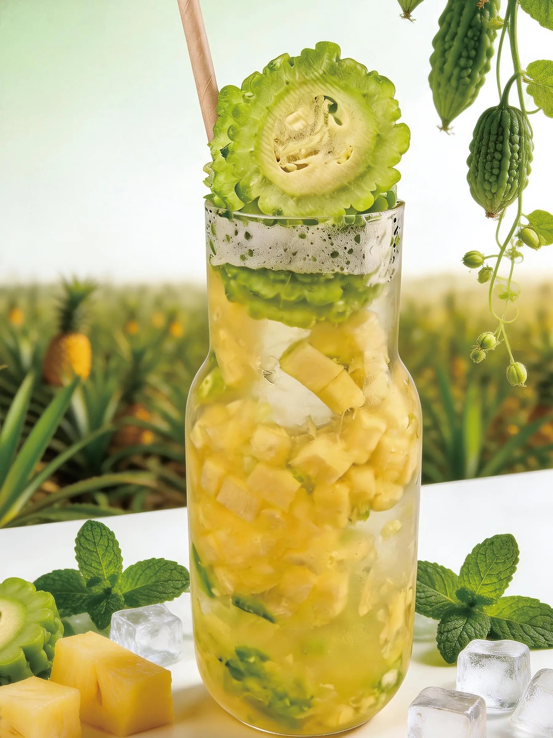 Bitter melon and pineapple — concentrated vegetable juice base bulk for vegetable beverage applications